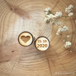 Srdíčko a datum svatby - Manžetové knoflíčky