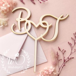 Zápich na dort - iniciály a srdce