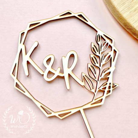 Zápich na dort - hexagon s iniciály