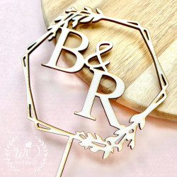 Zápich na dort - hexa s iniciály